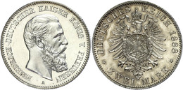 671 2 Mark, 1888, Friedrich III., Kl. Kratzer, F. St., Katalog: J. 98 - Autres & Non Classés