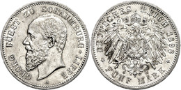 722 5 Mark, 1898, Georg, Kl. Rf., Ss-vz., Katalog: J. 165 Ss-vz - Other & Unclassified