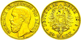 738 10 Mark, 1876, Friedrich I., Kl. Rf., Ss., Katalog: J. 186 Ss - Autres & Non Classés