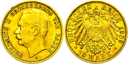 742 10 Mark, 1909, Friedrich II., Kl. Rf., F. Vz., Katalog: J. 191 - Other & Unclassified