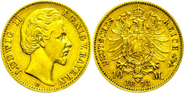 745 10 Mark, 1873, Ludwig II., Kl. Rf., Ss., Katalog: J. 193 Ss - Other & Unclassified