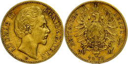 746 20 Mark, 1872, Ludwig II., Rf., S-ss., Katalog: J. 194 S-ss - Autres & Non Classés