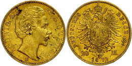 748 20 Mark, 1872, Ludwig II., Rf., Ss., Katalog: J. 194 Ss - Autres & Non Classés