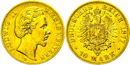 759 10 Mark, 1877, Ludwig II., Kl. Rf., Leicht Berieben, Ss., Katalog: J. 196 Ss - Autres & Non Classés