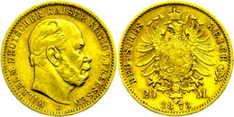 808 20 Mark, 1873, B, Wilhelm I., Revers Etwas Berieben, Wz. Rf., Ss., Katalog: J. 243 Ss - Other & Unclassified