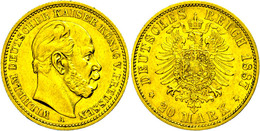 832 20 Mark, 1887, Wilhelm I., Kl. Rf., Ss., Katalog: J. 246 Ss - Autres & Non Classés