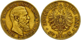 839 20 Mark, 1888, Friedrich III., Kl. Rf., Ss+., Katalog: J. 248 - Other & Unclassified