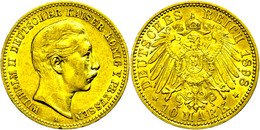 847 10 Mark, 1898, Wilhelm II., Kl. Rf., Ss+., Katalog: J. 251 - Other & Unclassified