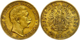 856 20 Mark, 1889, Wilhelm II., Kl. Rf., Ss., Katalog: J. 252 Ss - Autres & Non Classés