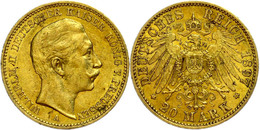 866 20 Mark, 1897, Wilhelm II., Kl. Rf., F. Vz., Katalog: J. 252 - Other & Unclassified