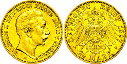868 20 Mark, 1897, Wilhelm II., Kl. Rf., Ss., Katalog: J. 252 Ss - Other & Unclassified