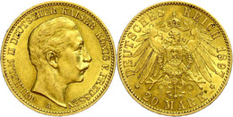 869 20 Mark, 1897, Wilhelm II., Minimale Randfehler, Ss-vz., Katalog: J. 252 Ss-vz - Other & Unclassified