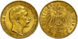 871 20 Mark, 1899, Wilhelm II., Kl. Rf., Ss+., Katalog: J. 252 - Other & Unclassified