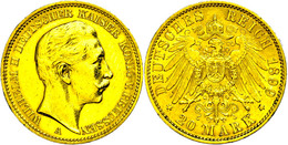 872 20 Mark, 1899, Wilhelm II., Wz. Rf., Ss-vz., Katalog: J. 252 Ss-vz - Other & Unclassified