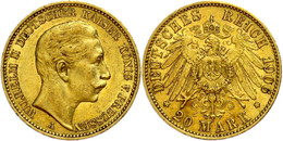 889 20 Mark, 1906, Wilhelm II., Kl. Rf., Ss., Katalog: J. 252 Ss - Other & Unclassified