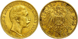 895 20 Mark, 1910, Wilhelm II., Kl. Rf., Belag, F. Vz., Katalog: J. 252 - Other & Unclassified