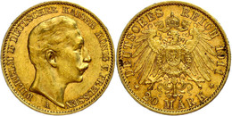 898 20 Mark, 1911, Wilhelm II., Kl. Rf., Ss-vz., Katalog: J. 252 Ss-vz - Other & Unclassified