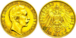 899 20 Mark, 1911, Wilhelm II., Wz. Rf., Ss+., Katalog: J. 252 - Other & Unclassified
