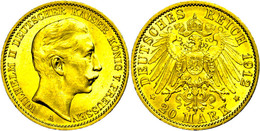 901 20 Mark, 1912, Wilhelm II., Kl. Rf., Vz-st., Katalog: J. 252 Vz-st - Other & Unclassified