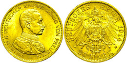 909 20 Mark, 1914, Wilhelm II., Wz. Rf., Vz., Katalog: J. 253 Vz - Other & Unclassified