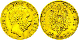 917 10 Mark, 1879, Albert, Berieben, Kl. Rf., Ss., Katalog: J. 261 Ss - Autres & Non Classés