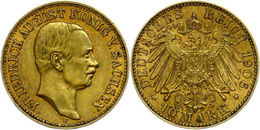 925 10 Mark, 1906, Friedrich August III., Ss., Katalog: J. 267 Ss - Autres & Non Classés