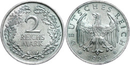 951 2 Reichsmark, 1925 A, Etwas Grünspan, Vz-st., Katalog: J. 320 Vz-st - Autres & Non Classés