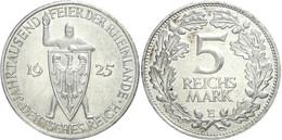 963 5 Reichsmark, 1925, 1000-Jahrfeier Der Rheinlande, Mzz E, Vz-st., Katalog: J. 322 Vz-st - Autres & Non Classés