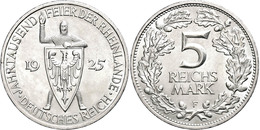 966 5 Reichsmark, 1925, F, Rheinlande, Kl. Rf., Vz., Katalog: J. 322 Vz - Other & Unclassified