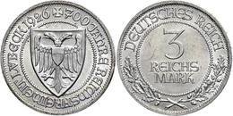 971 3 Reichsmark, 1926, Lübeck, Kl. Kratzer, Vz., Katalog: J. 323 Vz - Other & Unclassified