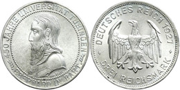 982 3 Reichsmark, 1927, Universität Tübingen, Kl. Rf., Vz-st., Katalog: J. 328 Vz-st - Autres & Non Classés