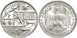 990 3 Reichsmark, 1927, Marburg, Kl. Rf., Vz-st., Katalog: J. 330 Vz-st - Other & Unclassified