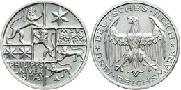 992 3 Reichsmark, 1927, Marburg, Wz. Rf., Vz., Katalog: J. 330 Vz - Autres & Non Classés