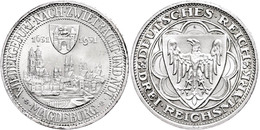 1063 3 Reichsmark, 1931, Magdeburg, Kl. Rf., Vz., Katalog: J. 347 Vz - Other & Unclassified
