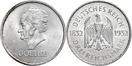 1073 3 Reichsmark, 1930, A, Goethe, Kl. Rf., Vz., Katalog: J. 350 Vz - Other & Unclassified