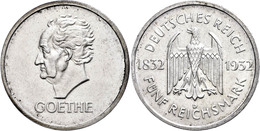 1078 5 Reichsmark, 1932, D, Goethe, Kl. Rf., Vz., Katalog: J. 351 Vz - Other & Unclassified