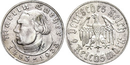 1084 2 Reichsmark, 1933, D, Martin Luther, Randfehler, Kl. Kratzer, PP., Katalog: J. 352 PP - Autres & Non Classés