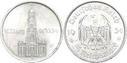 1095 5 Reichsmark, 1934 A, Garnisonkirche 21. März-1933, Min. Rf., Kl. Kratzer, Vz+., Katalog: J. 356 - Autres & Non Classés