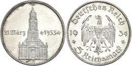 1098 5 Reichsmark, 1934, F, Garnisonkirche Mit Datum, Haarlinien, PP., Katalog: J. 356 PP - Other & Unclassified