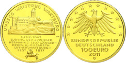 1170 100 Euro, Gold, 2011, UNESCO-Weltkulturerbe-Wartburg, Mzz G, In Kapsel, In Originalschatulle Mit Zertifikat, St., K - Autres & Non Classés