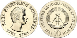 1177 10 Mark, 1966, Zum 125. Todestag Von Karl Friedrich Schinkel, Winz. Rf, F. St, Katalog: J. 1517 - Autres & Non Classés