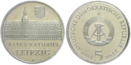 1235 5 Mark, 1984, Altes Rathaus Leipzig, Im Hartplastik Verplombt, PP., Katalog: J. 1596 PP - Autres & Non Classés