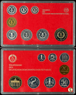 1277 1  Pfennig Bis 5 Mark, 1984, Kursmünzensatz, Brandenburger Tor, Auflage Nur 3.015 Stück, In Hartplastik, PP.  PP - Mint Sets & Proof Sets