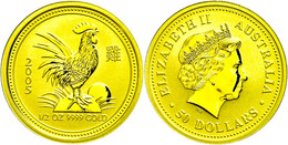 1300 50 Dollars, Gold, 2005, Jahr Des Hahns, 1/2 Unze Fein, In Kapsel (gebrochen), St.  St - Autres & Non Classés