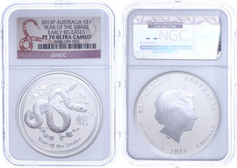 1304 1 Dollar, 2013, P, Year Of The Snake, In Slab Der NGC Mit Der Bewertung PF70 Ultra Cameo, Early Releases. - Autres & Non Classés