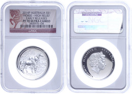 1310 1 Dollar, 2014, P, Year Of The Horse, In Slab Der NGC Mit Der Bewertung PF70 Ultra Cameo, High Relief, Early Releas - Autres & Non Classés