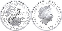 1325 50 Cents, 2015, 25. Jahre Kookaburra - Coin Show In Beijing, 1/2 Unze Silber, Etui Mit OVP Und Zertifikat. Auflage  - Autres & Non Classés