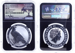 1332 1 Dollar, 2017, Wedge Tailed Eagle-FUN Show, In Slab Der NGC Mit Der Bewertung MS70, Black Core, Mercanti Label. - Autres & Non Classés