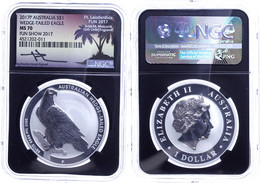 1333 1 Dollar, 2017, Wedge Tailed Eagle-FUN Show, In Slab Der NGC Mit Der Bewertung MS70, Black Core, Mercanti Label. - Autres & Non Classés