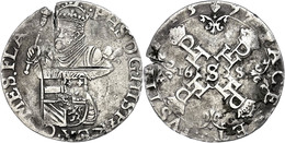 1335 Flandern, 1/2 Ecu, 1577, Philipp II. Von Spanien, Delm. 122, Schrötlingsriss, Tiefer Kratzer Auf Dem Avers, Ss.  Ss - Other & Unclassified